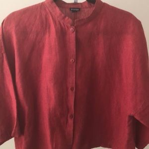 Eileen Fisher bright red short shirt